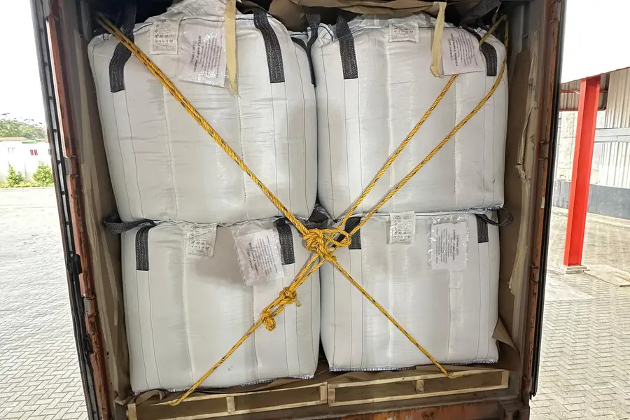 Contenedor cargado con big bags de café verde